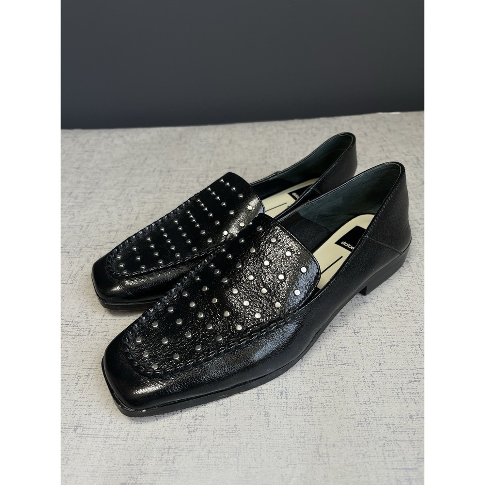 Dolce Vita Beny Black Leather Studded Loafers 7.5 M Preppy Comfy Shoes